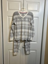 NWT Cuddl Duds Pullover Top  Jogger Pj Set Size M Medium Grey Snowflake Print
