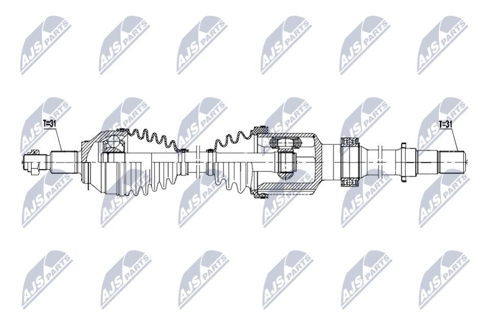 NTY Driveshaft NPW-MZ-104 For Mazda Front Axle Right, Reinforced
