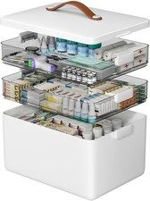 3-Tier Medicine Storage Box - First Aid Kit Storage with Moisture-Proof Shadi...