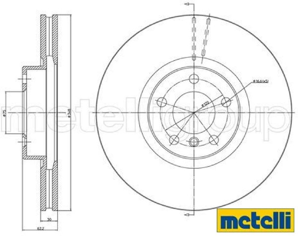 2X Bremsscheibe Metelli 23-1326C 2 Bremsscheiben Vorderachse Vorne FüR BMW-image