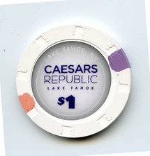 1.00 Chip from the Caesars Republic Casino Lake Tahoe Nevada H&C