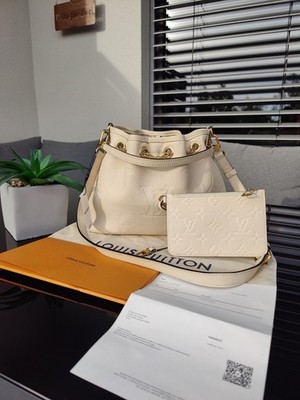 Louis Vuitton Monogram Leder Beuteltasche Creme Gold M25452 mit Pochette
