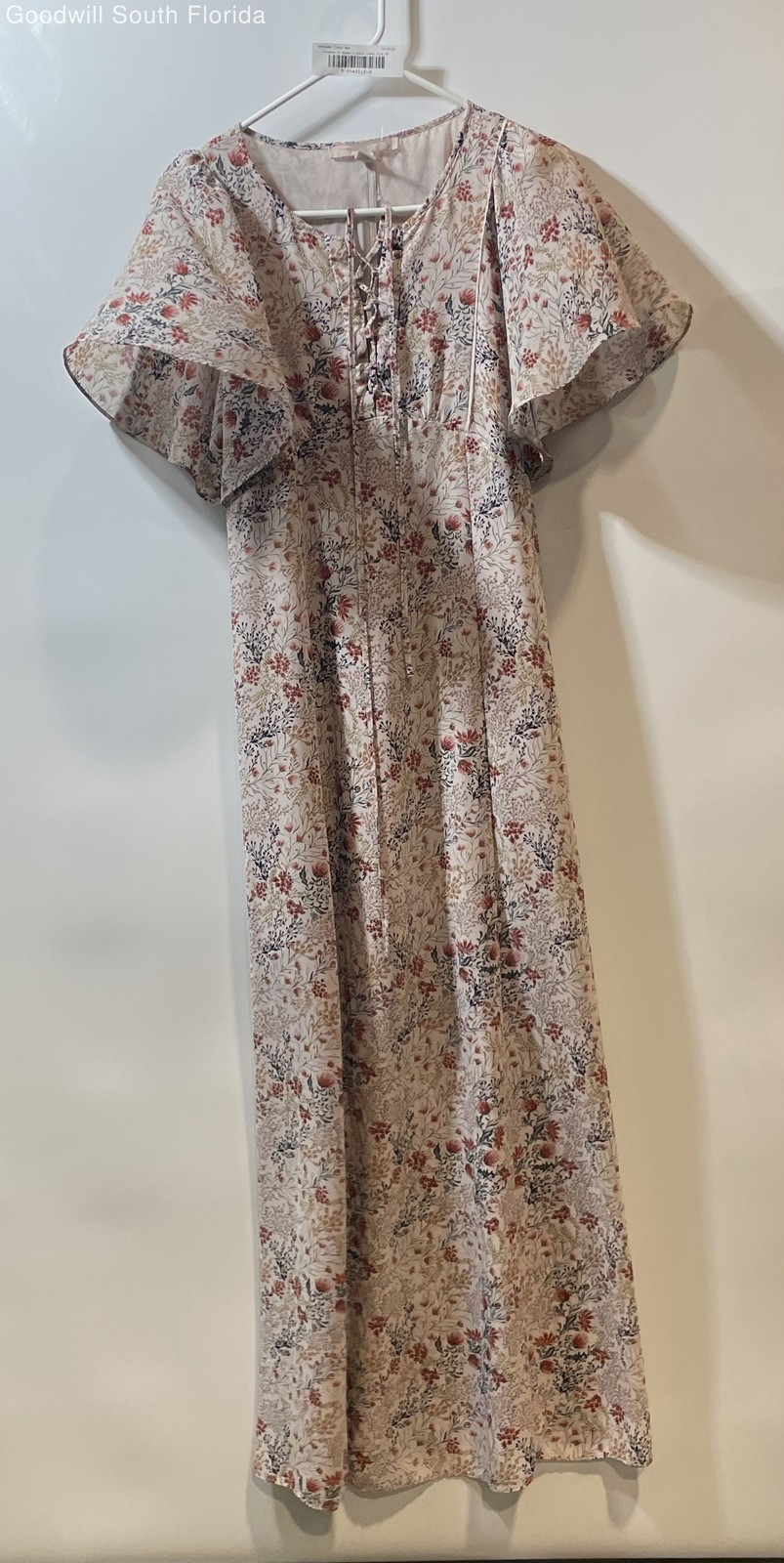 Forever 21 Womens Multicolor Floral Print Flutter Sleeve Maxi Dress Size XS