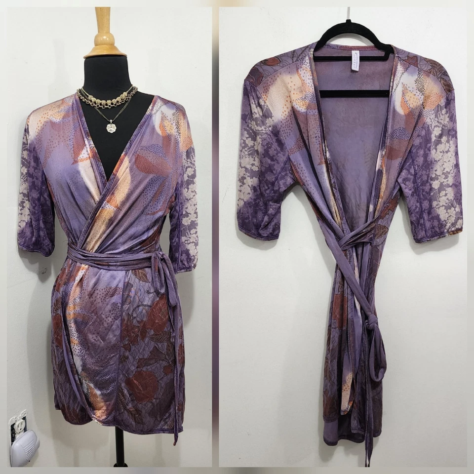 Vestido envolvente Gregory Parkinson teñido a mano de seda talla M ligero manga 3/4 Foto 3 de 4