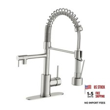 Dual Spout Kitchen Faucet with Pull Down Sprayer Stainless Steel Brushed Nickel
