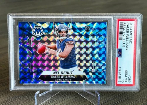 Panini Mosaic CALEB WILLIAMS NFL Debut Rookie Reactive BLUE #289  🔥PSA 10 GEM