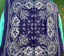 Vintage Bandana RN 15234 Blue Paisley Fast Color 100 Cotton Classic Rockabilly 