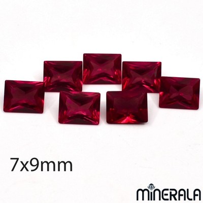 RUBY CORUNDUM LAB CREATED RECTANGLE FACETED GEMSTONE 3x5mm-8x10mm WP02815