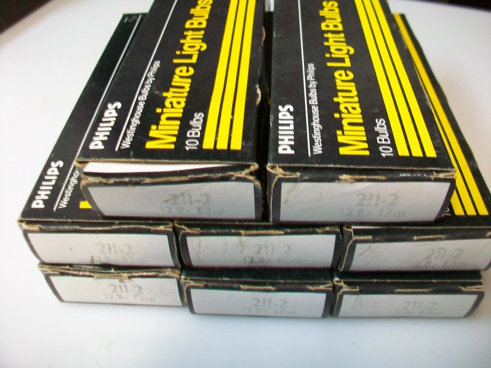 8 NOS VINTAGE BOXES 0F 10 EA. PHILIPS/WESTINGHOUSE 211-2 BULBS 12.8 V - Image 3 of 4