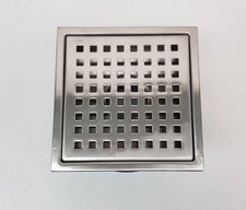 6" Square Shower Floor Drain Grille with Flange Removable Cover Brushed Nickel