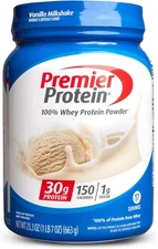 Premier Protein Powder, Vanilla Milkshake, 30g Protein, 1g Sugar, 23.3 Ounces