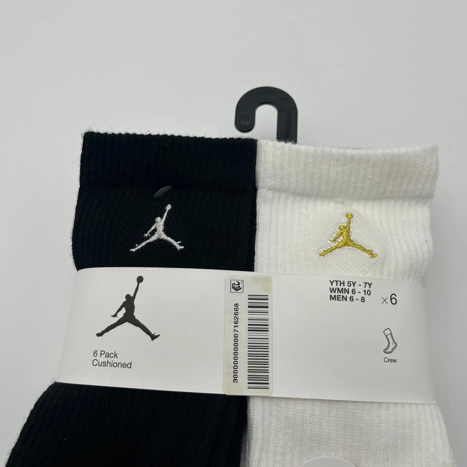 Paquete de 6 calcetines acolchados de baloncesto Nike Air Jordan para jóvenes NUEVO Foto 2 de 4