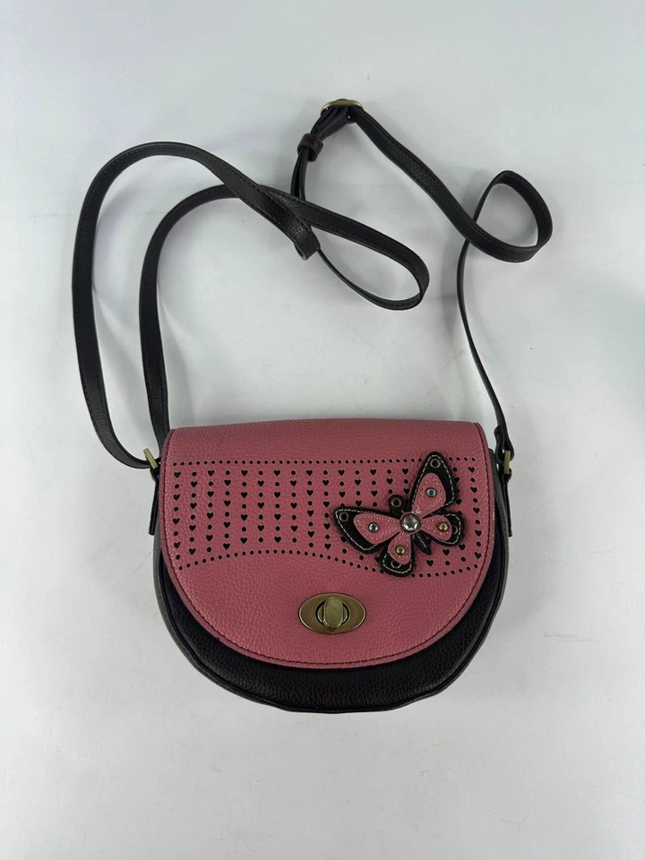 Chala Butterfly Half Moon Crossbody Purse Pink Chala Halfmoon Crossbody - Image 4 of 4