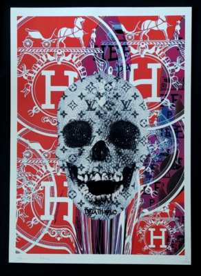 DEATH NYC Hand Signed LARGE Print COA Framed 16x20in Skull Damien