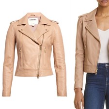 $1350 L'agence Leather Biker Jacket In Cappuccino Xs
