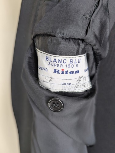 Kiton Italy 1 Button Black Tuxedo Pleated Pants Super 180's Wool- US Size 44 Reg - Picture 18 of 19