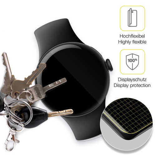 2x folia ochronna do Google Pixel Watch 2 folia, 100% pokrywa wyświetlacza, dipos flex - Zdjęcie 3 z 7
