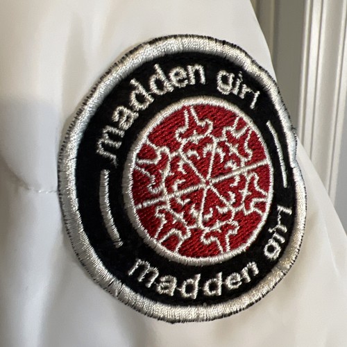 Madden Girl White Long Coat Size S/P Zipper Snap Hood Zipper Pockets Beautiful - Picture 6 of 14