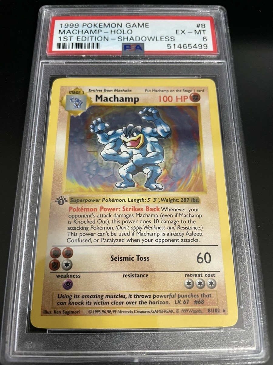 MACHAMP 1st Edition SHADOWLESS HOLO 1999 Pokemon Base Set #8/102