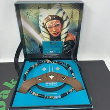 Star Wars Ahsoka Faux Leather Crown Replica Bead Chain Necklace Set Limited 3843