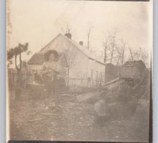 Rppc Young Man Pet Dog Residence House Unp Postcard