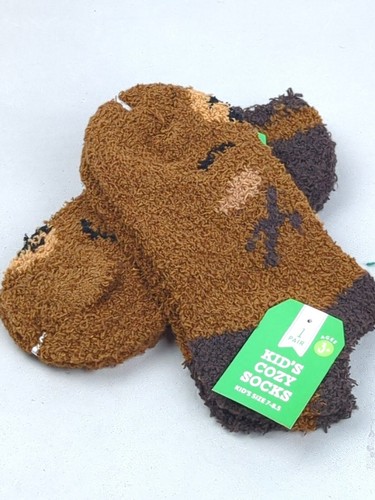 2-pair Cozy Socks Christmas Themed SLEEPING REINDEER, Kid's Size 7-8.5, NEW! - Picture 3 of 4