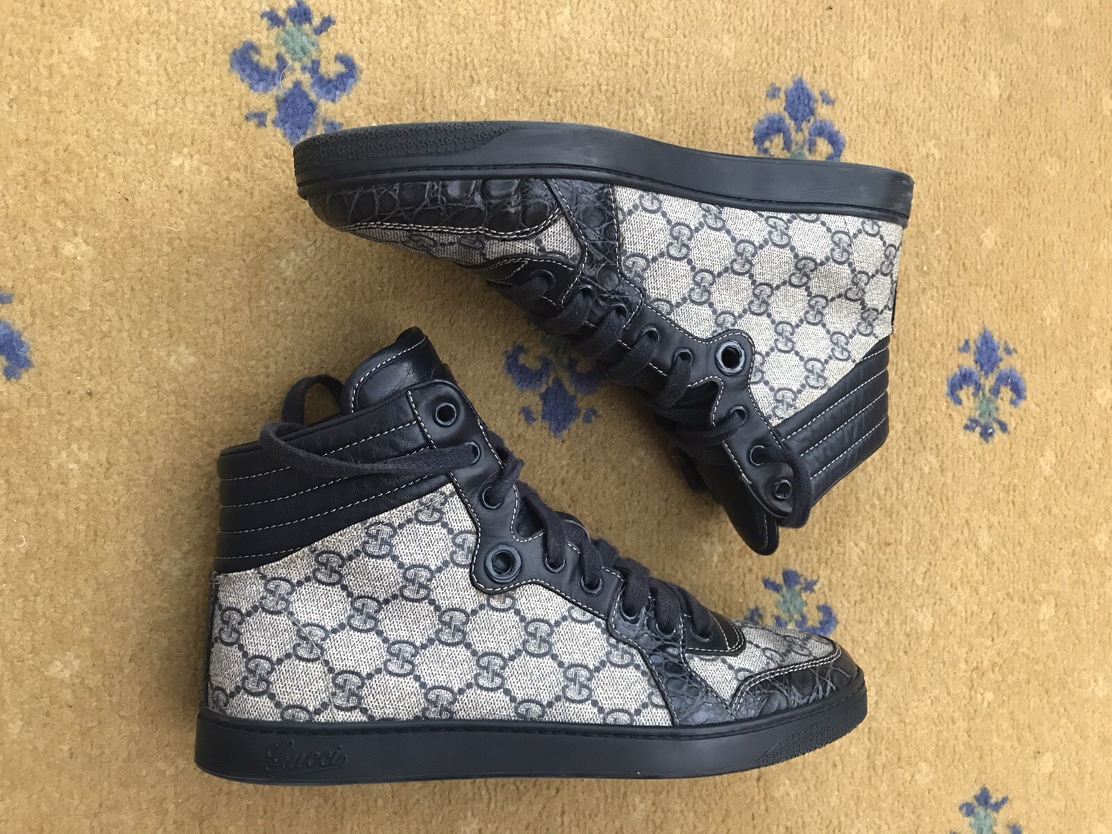 Gucci Trainers Sneaker Shoes High Top Croc Canvas Monogram Mens UK 6 US 7 EU 40 thumbnail 7