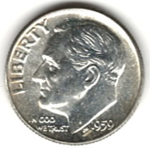 1959 ROOSEVELT DIME in BRILLIANT UNCIRCULATED CONDITION stk RD 9