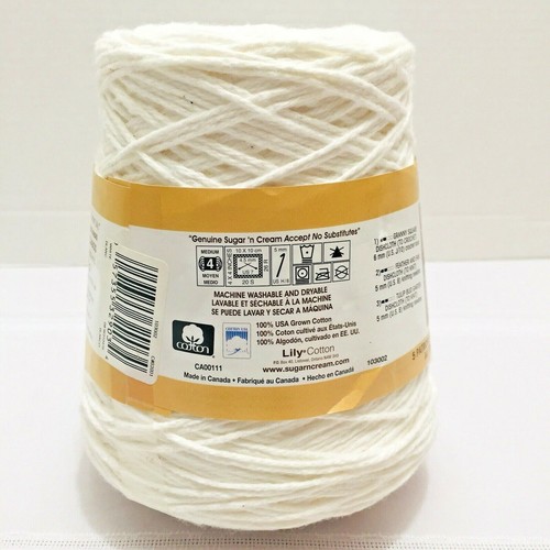 Lily Sugar'n Cream 100% Cotton Yarn 14 oz.Cones White, 103002 - Picture 5 of 11