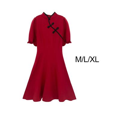 Damen Hängerchen Kleid Knielang Kleid Mode Atmungsaktiv Mandarinkragen Midi