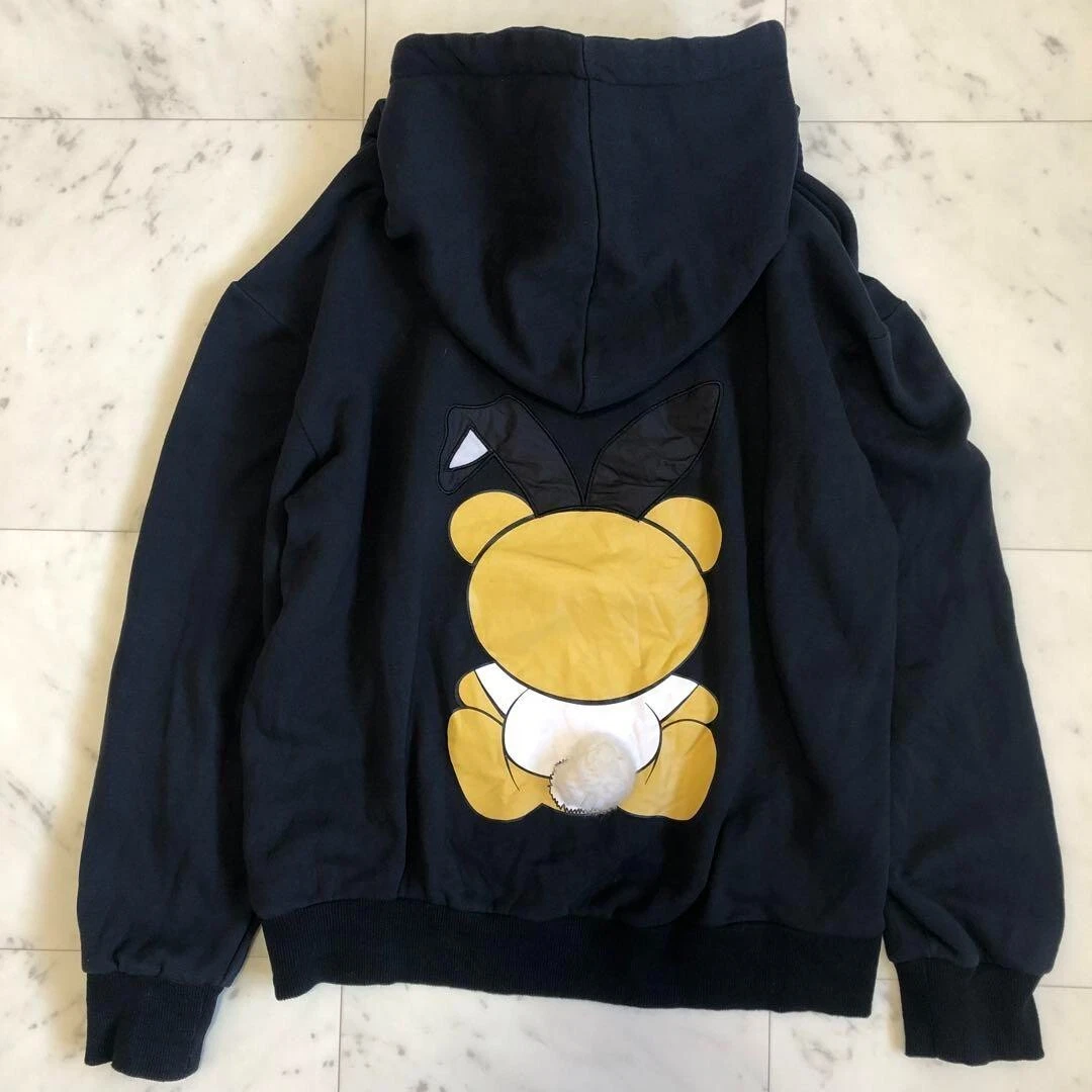 MOSCHINO Couture! x PLAY BOY Felpa con Cappuccio Orsetto Coniglietto 100% Cotone Nero L