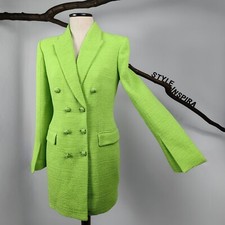 ZARA 💚 ABITO MINI ABITO GIACCA BLAZER RARO STRUTTURA VERDE FLUO 2834/811