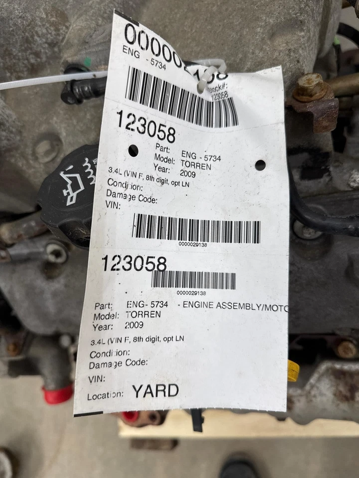 Pontiac Torrent 2007-2009 montaje/motor 3,4 l (vin F octavo dígito Opt Lnj) Foto 3 de 4
