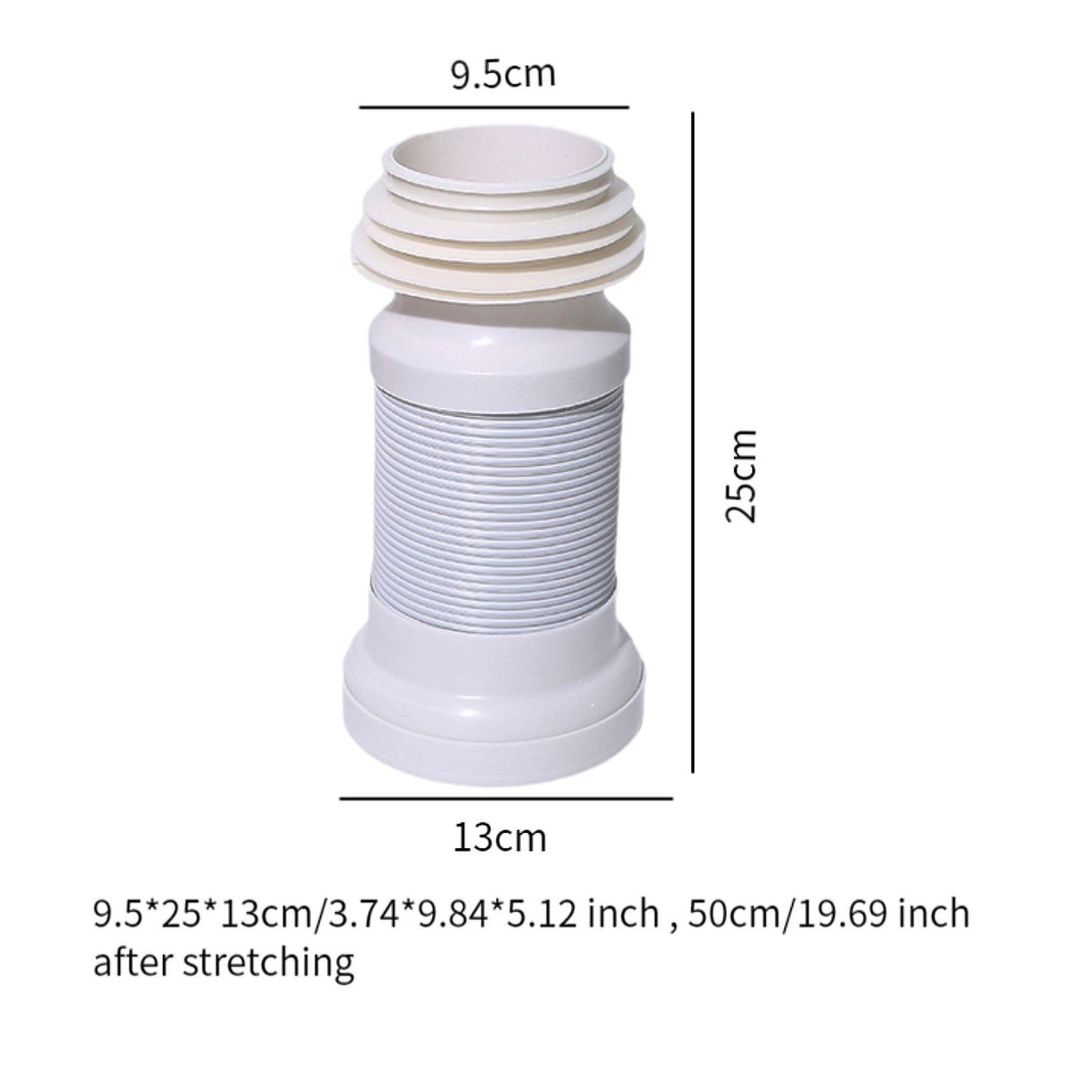 Toilet Drain Pipe Adapter Hose - Long, Straight & Rigid PE Plastic Connector For Rear Outlet Toilets, Leak-Proof Seal