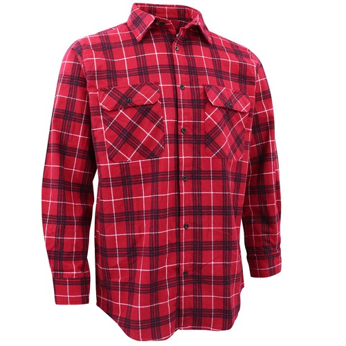 Men's 100% Cotton Flannelette Shirt Long Sleeve Plaid Check Flannel w Pockets - Picture 81 of 86
