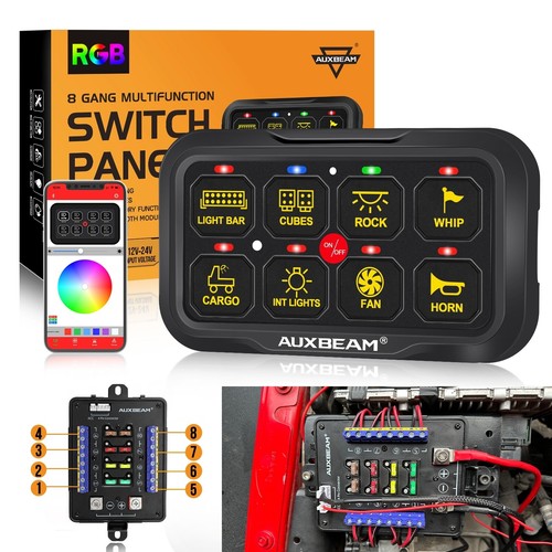 For Ford F-150 AUXBEAM AR-820 RGB 8 Gang Auxiliary Switch Panel + APP Control - Picture 2 of 12