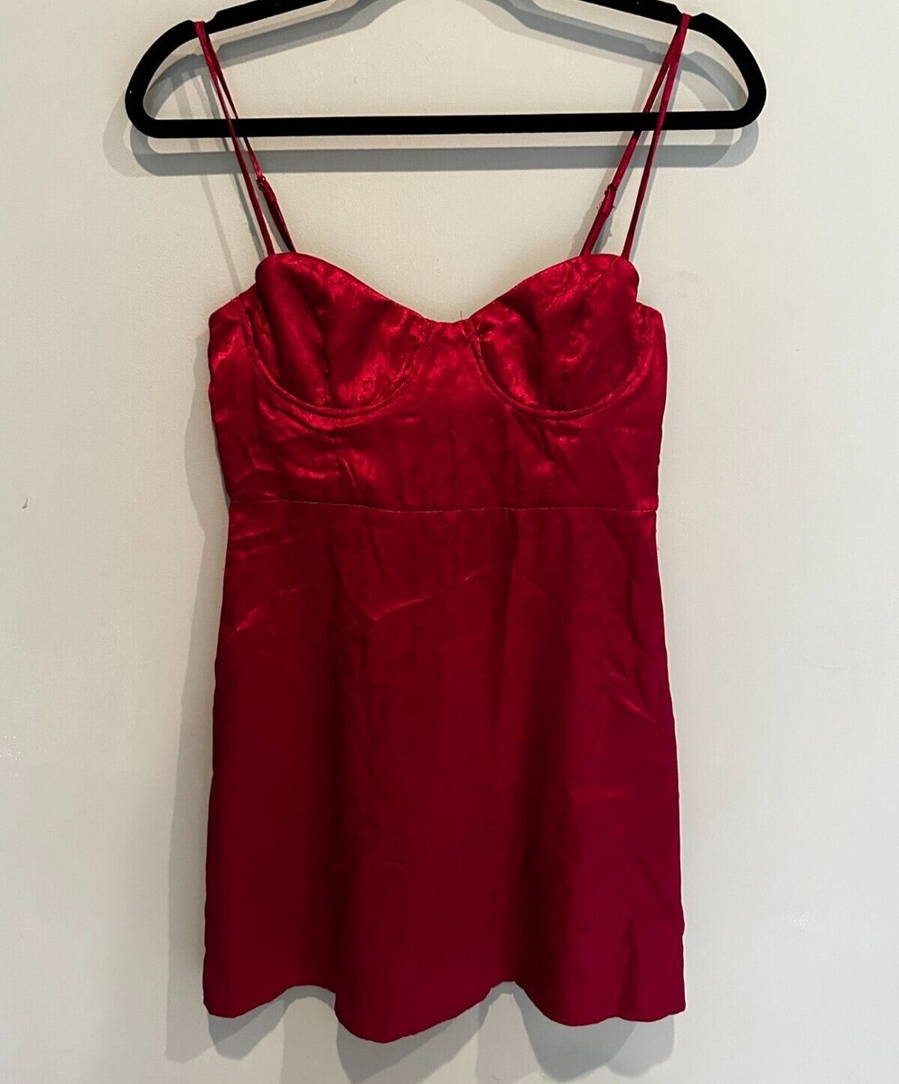 Princess Polly Red Mini Slip Dress Satin Underwire Support
