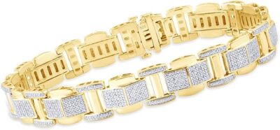 1ct Natural Diamond 11.7 MM Tennis Men's Bracelet 14k Yellow
