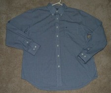 Men's Nautica Navy Checkered Casual Shirt Long Sleeve Button Sz XL Wrinkle Resis