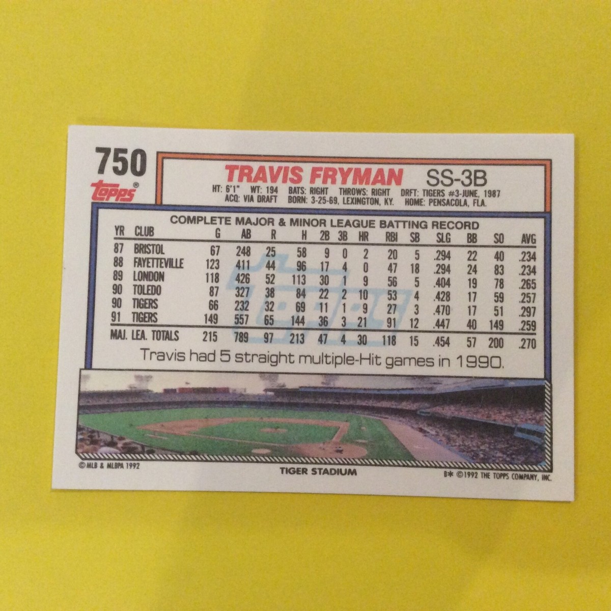 1992 Topps #750 Travis Freeman Detroit Tigers | eBay
