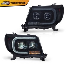Fit For 2005-2011 Toyota Tacoma Dual LED Tube Projector Headlights Left+Right