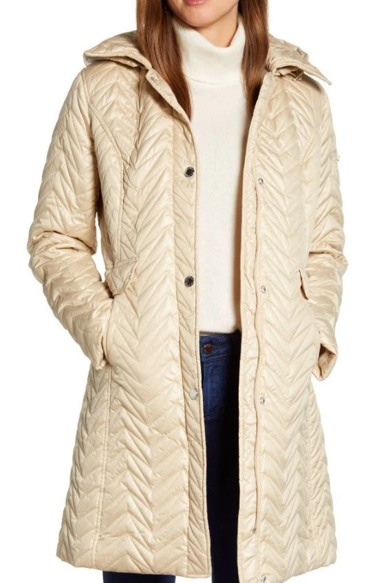 Via spiga chevron top quilted puffer jacket