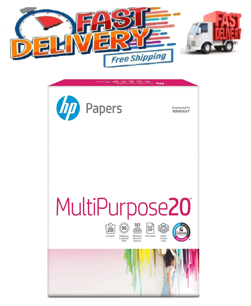 HP Multipurpose Printer Paper 8.5x11 20lb 96 Bright 1 Ream
