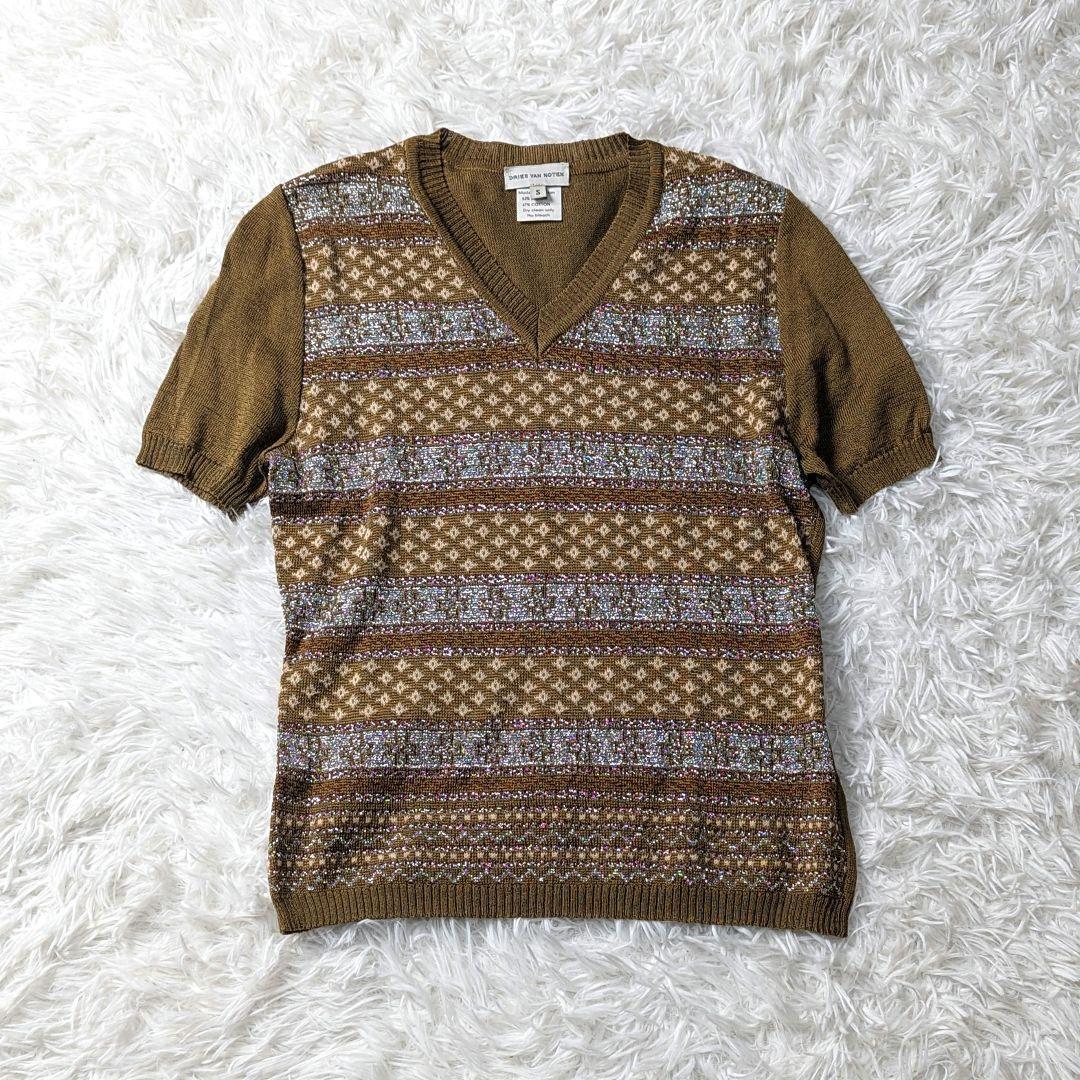Dries Van Noten Women S Leica Period Lame Design Knit All Over 