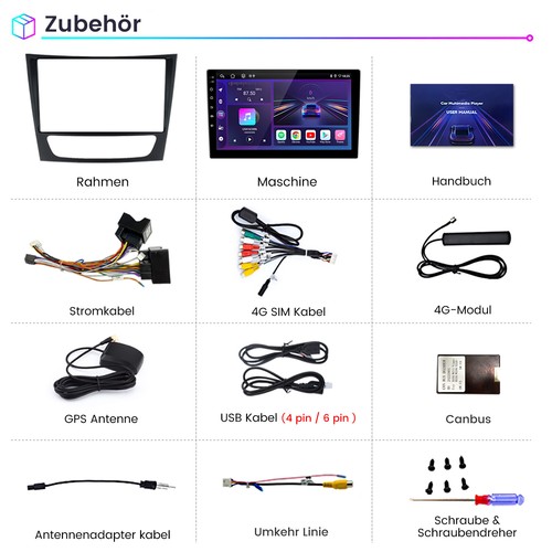 DAB+ Für Mercedes E-Klasse W211 W219 Android 13 Autoradio GPS NAV 4G FM Carpaly - Afbeelding 13 van 13