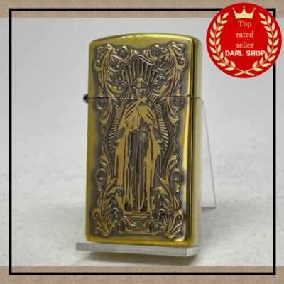 Zippo Oil Lighter Deep Etching Arabesque Maria Slim Brass-Plated