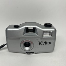 Vivitar Economy Point Shoot Camera, Silver / Black- Focus Free Flash VTG Strap