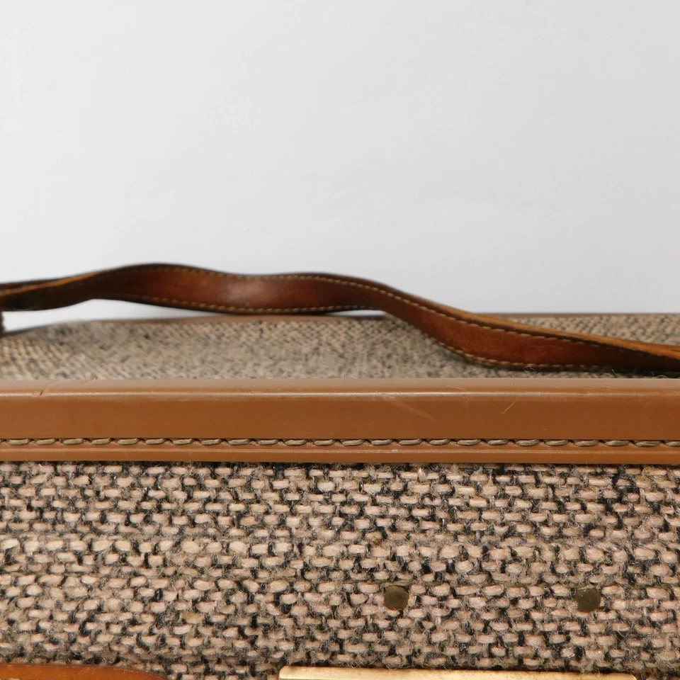 *LEER* Maleta de Cosméticos Hartmann Equipaje Marrón Tweed Llevar Viaje Durante la Noche Foto 3 de 4