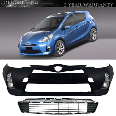 Front Bumper Cover Fascia & Lower Grille Assembly For 2012-2014 Toyota Prius C