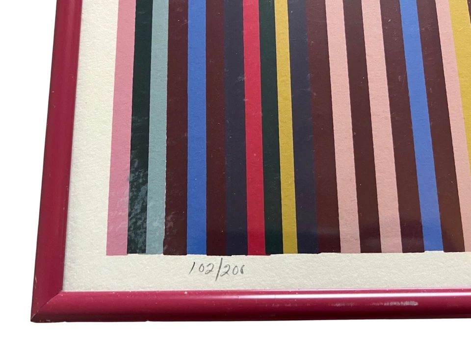 Serigrafía Gene Davis "Sin título", 1980, numerada 102/200, firmada en marco malva Foto 4 de 4